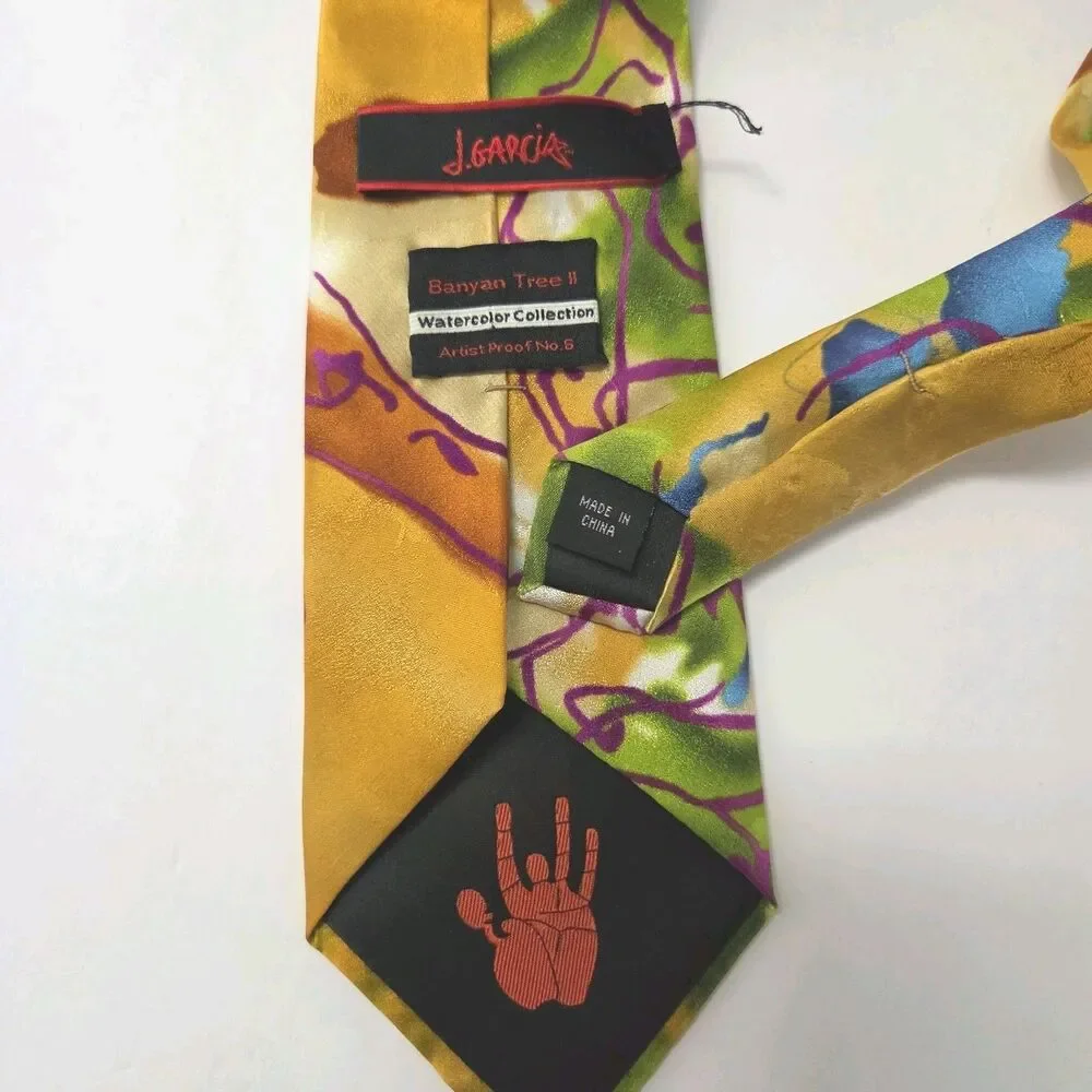 J. Garcia Banyan Tree II Watercolor Collection Artist Proof No. 6 100% Silk Tie
